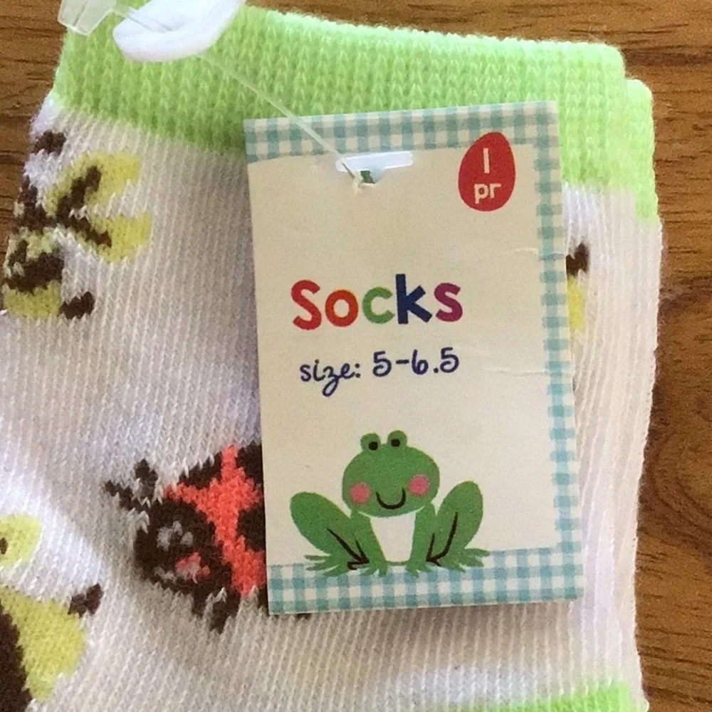 Vibrant Ladybug and Bee Crew Socks for Fun Fashion - NWT